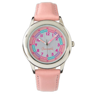 Montre Pink Kids Learning Watch with Name & Time Guide