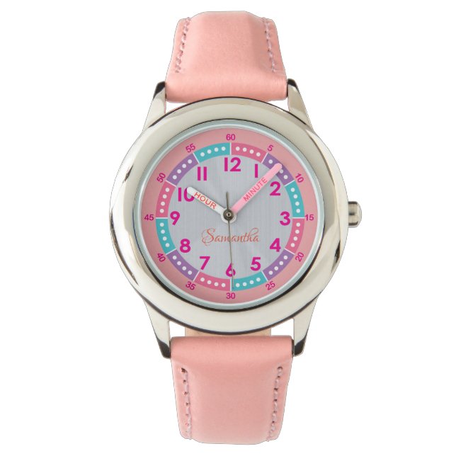 Montre Pink Kids Learning Watch with Name & Time Guide (devant)