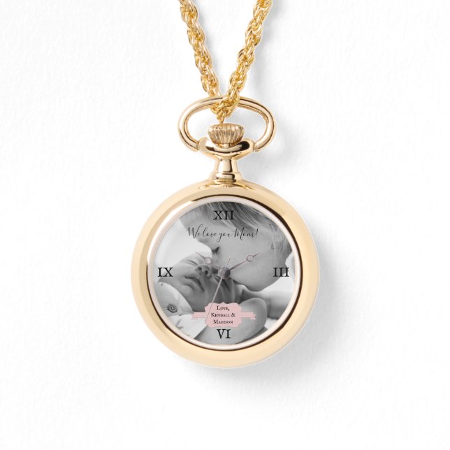 Montre Pink Minimalist Photo Mère's Day Watch (Recto)