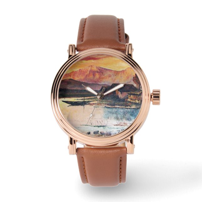MONTRE PINK MOUNTAINS LAC ALPINE SUNSET PAYSAGE (Recto)