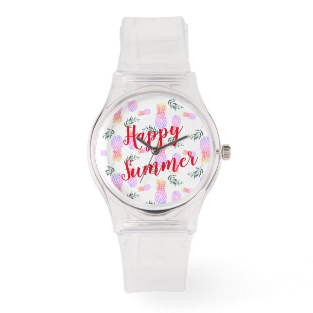 MONTRE PINK & ORANGE PINEAPPLE HEUREUX ÉTÉ (Recto)