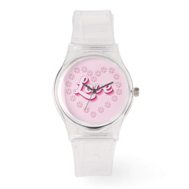 Montre Pink Pickleball Love Valentines Day Heart (Recto)
