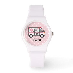 Montre Pink Polka Dot EMT ParamedWatch For Her