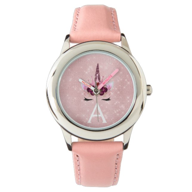 Montre Pink Princess Unicorn Rose Gold Blush Pink Parties (devant)