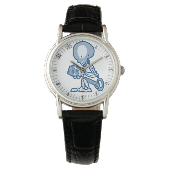 Montre Pins et aiguilles Pete Skeleton avec livre (devant)