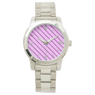Montre Pinstripes diagonales - orchidée et violette