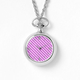 Montre Pinstripes diagonales - orchidée et violette