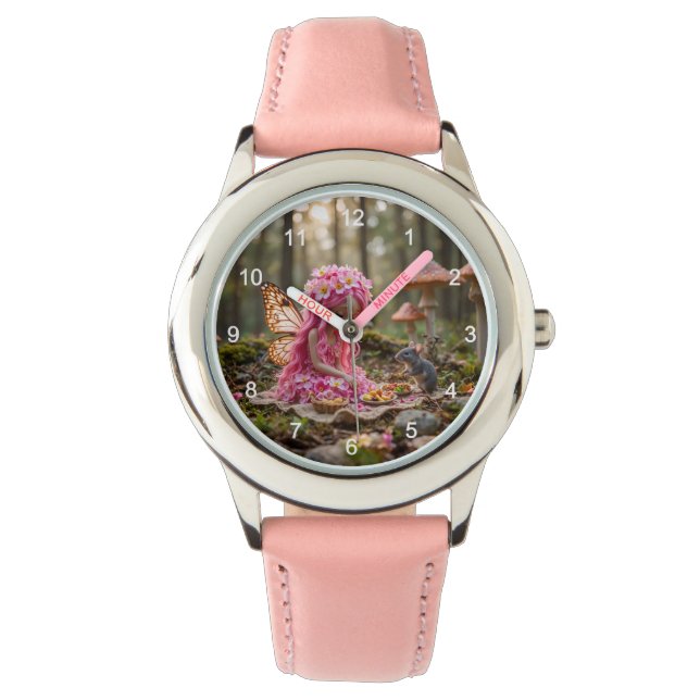 Montre Pique-nique mignon rose Pixie et souris (devant)