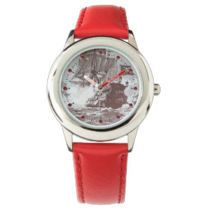 Montre PIRATE BATAILLE NAVIRE Antique Brown Blanc Nautiqu