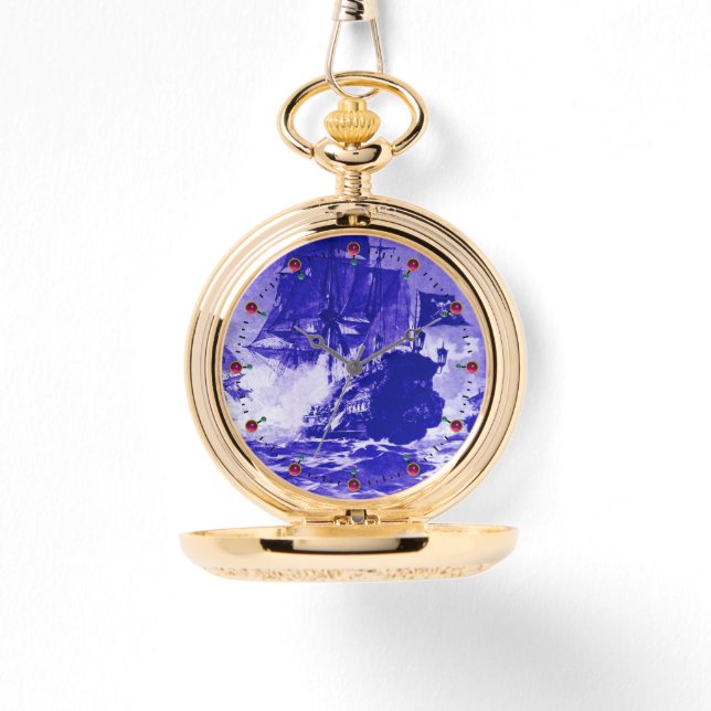 Montre PIRATE BATAILLE NAVIRE Marine Bleu Nautique (Recto)