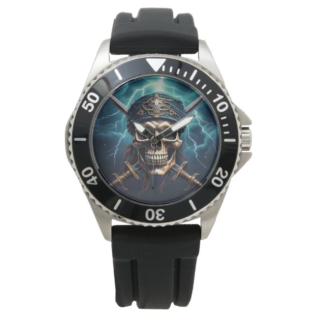 Montre Pirate crâne avec épées (devant)