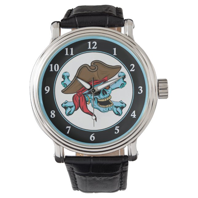 Montre Pirate crâne et os croisés (devant)