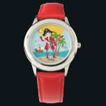 Montre Pirate kid birthday<br><div class="desc">This product is for kids that love pirates and piracy stories. It feesta cute little pirate boy that has arrived on this island with palm trees. There's a pirate ship in the horizon waiting for him to return with a treasure! Seagulls are watching. This product is ideal for a pirate...</div>