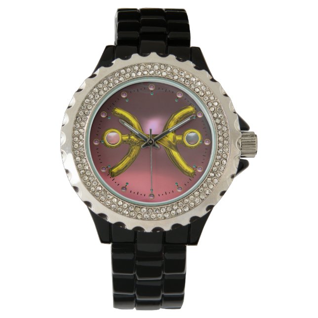 Montre PISCES GOLD ZODIAC JEWEL D'ANNIVERSAIRE, Pearl Ros (devant)