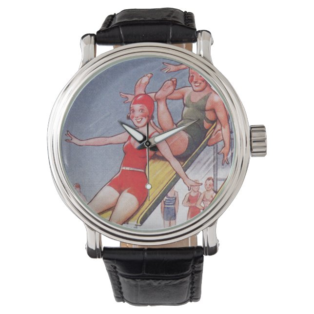 Montre Piscine Fête Nage Vintage Été (devant)