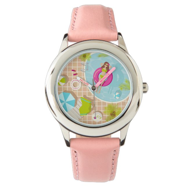 Montre Piscine fille en bikini plage d'été (devant)