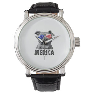 Montre Pit Bull 4 juillet Merica Hommes Drapeau Américain