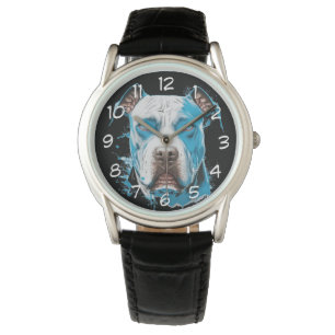 Montre Pitbulbe blanc aux yeux bleus