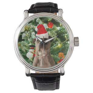 Montre Pitbull Chien Arbre de Noël Ornements Snowman