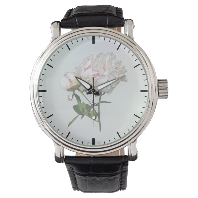 Montre Pivoine rose pâle et bourgeon (devant)