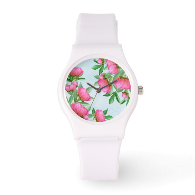 Montre Pivoines en veilleuse rose (Recto)