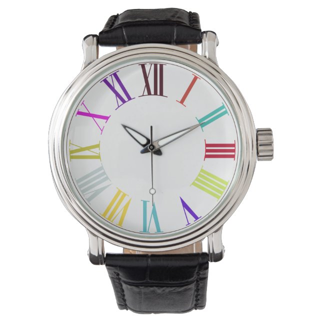 Montre PixDezines chiffres romains/do-it-yourself couleur (devant)