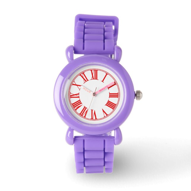 Montre PixDezines chiffres romains normaux rouges (Recto)