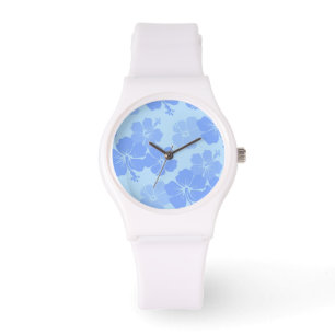 Montre PixDezines hibiscus bleu/do-it-yourself arrière - 