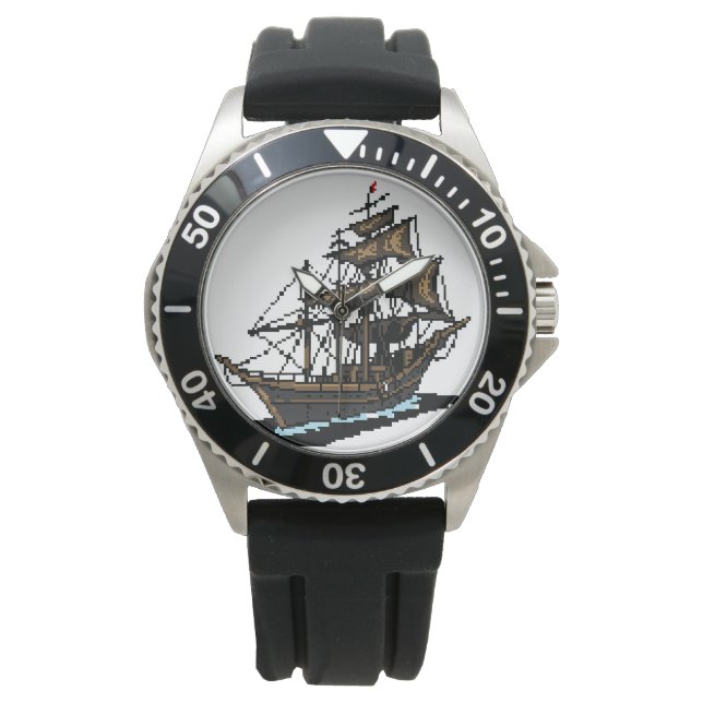 Montre Pixel Art Sailing Ship on Water (devant)