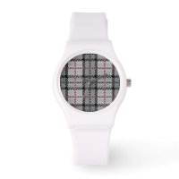 Pixel Plaid à Grey with Red Stripe