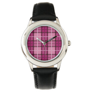 Montre Pixel Plaid_Magenta-Black
