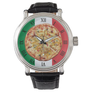 Montre Pizza ~ Numéros romains ~ Drapeau italien ~