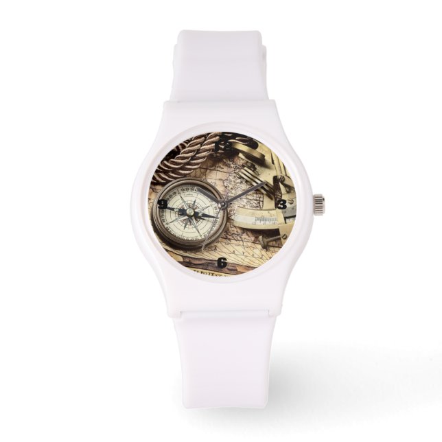 Montre plage côtière steampunk nautique antique boussole (Recto)