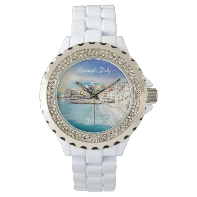 Montre Plage d'Italie Mer Méditerranée Peinture Monogramm (devant)