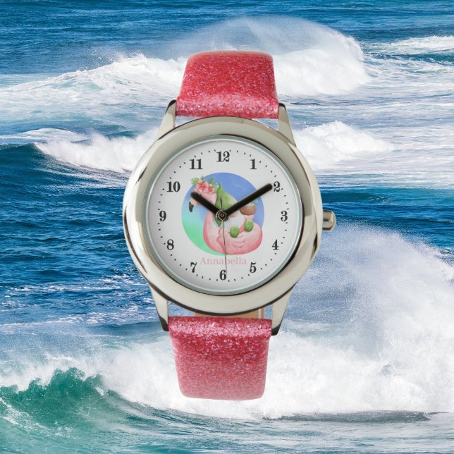 Montre plage flottante mignonne gnome flamingo floc (Créateur téléchargé)