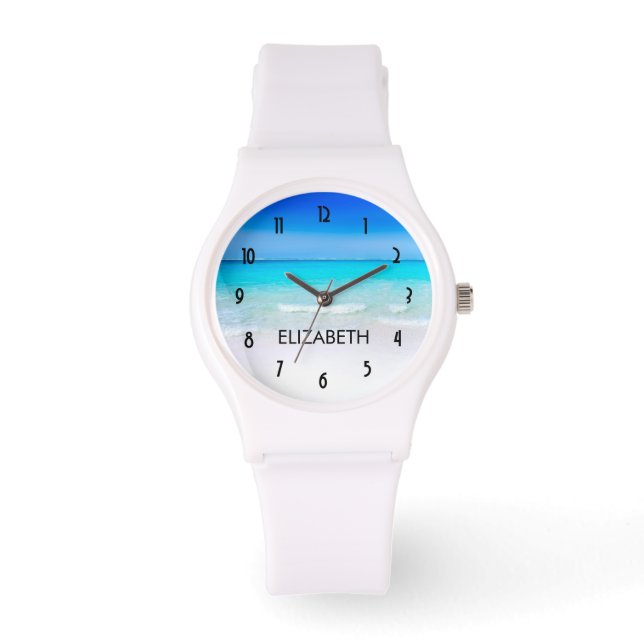 Montre Plage tropicale avec mer turquoise (Recto)