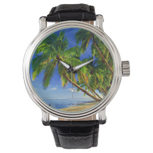 Montre Plage tropicale d'île de Sandy de palmier de noix