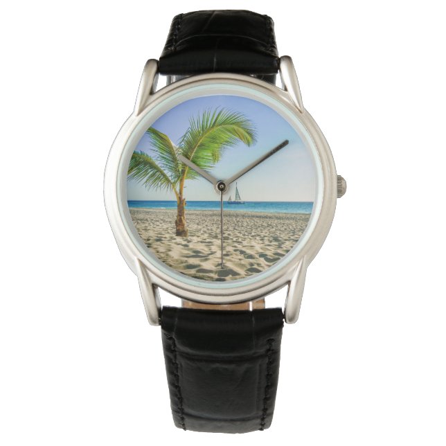 Montre Plages tropicales | Bateau, Palmier, Aruba (devant)