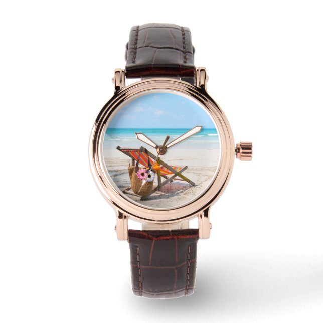 Montre Plages tropicales | Chaise de plage sur sable (Recto)