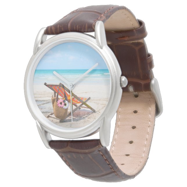 Montre Plages tropicales | Chaise de plage sur sable (Incliné)