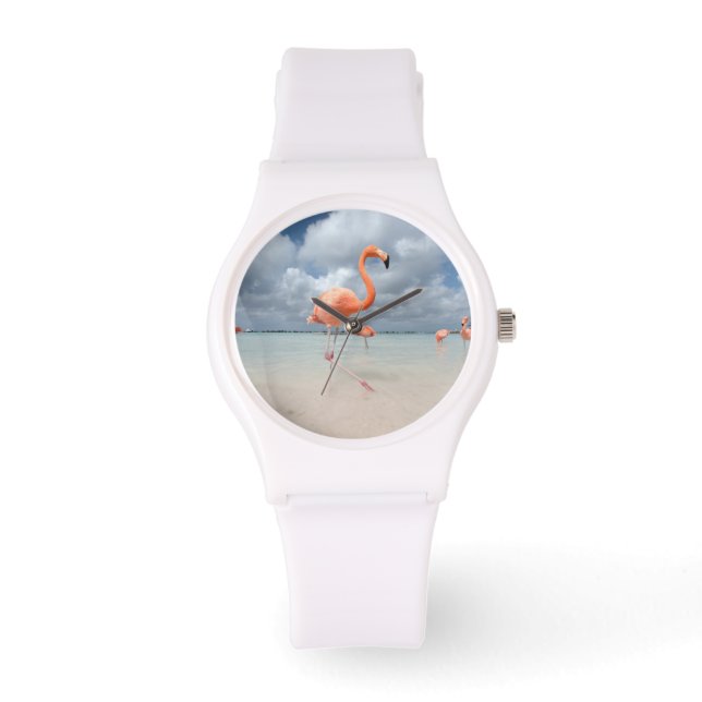 Montre Plages tropicales | Flamants roses Beach, Aruba (Recto)