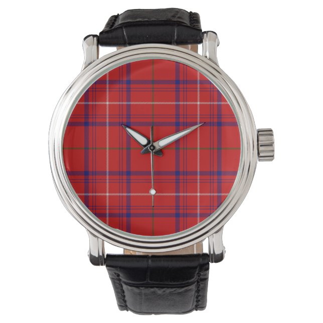 Montre plaid bleu rose tartan (devant)