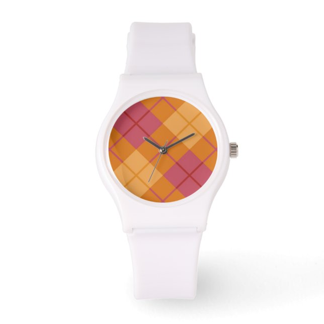 Montre Plaid en orange et rose (Recto)
