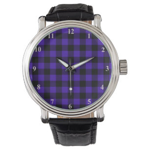 Montre Plaid noir et bleu vérifié