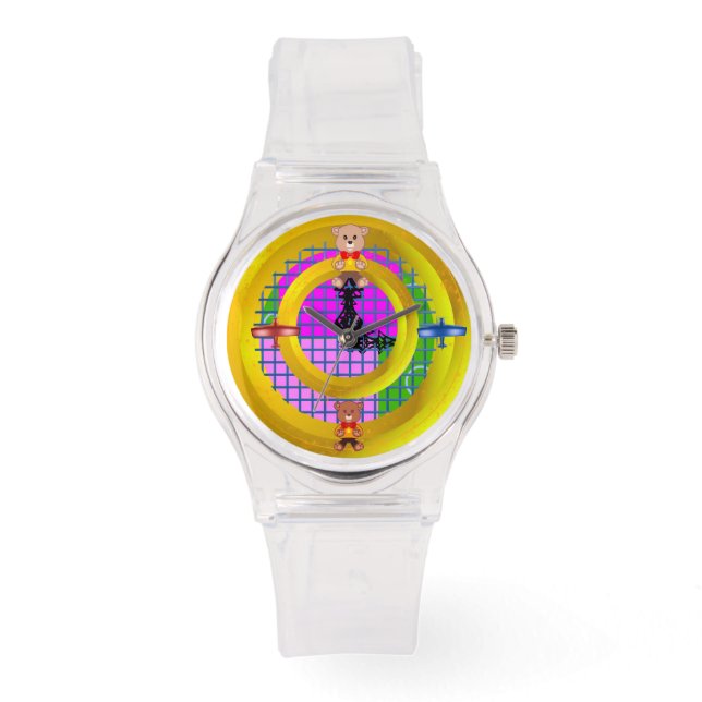 Montre Plan Bowtie sur blocs roses modernes (Recto)