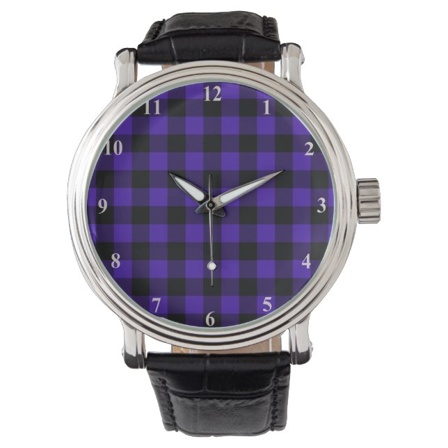 Montre Plaqué noir et bleu coché (devant)