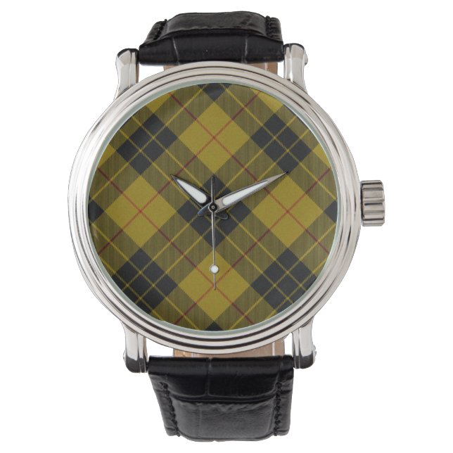 Montre Plaque noire jaune tartan MacLeod (devant)