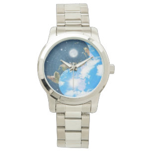 Montre plate de Yin Yang de la terre - hommes