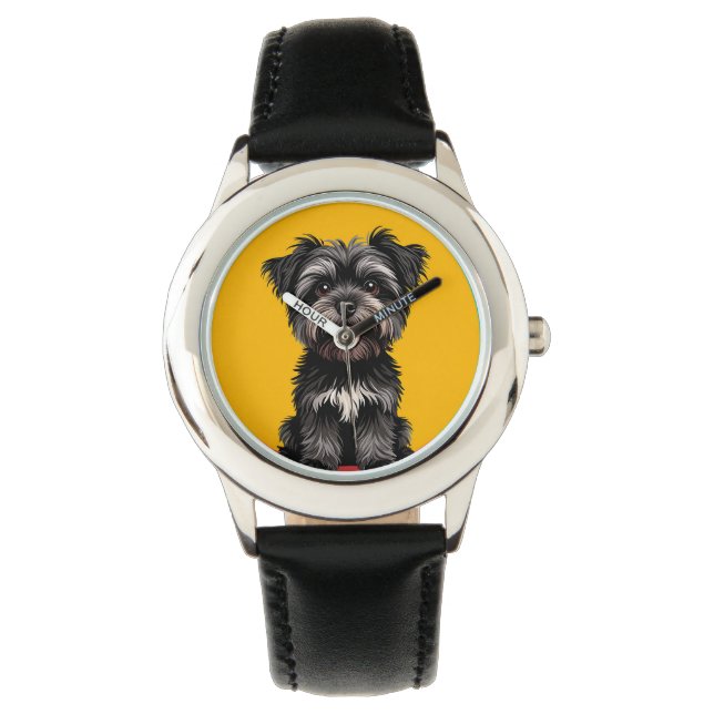 Montre Playful Black And Gray Terrier Puppy Portrait (devant)