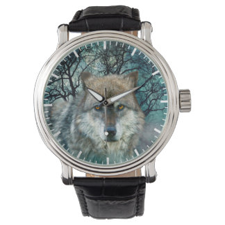 Montre Pleine lune de loup dans le brouillard